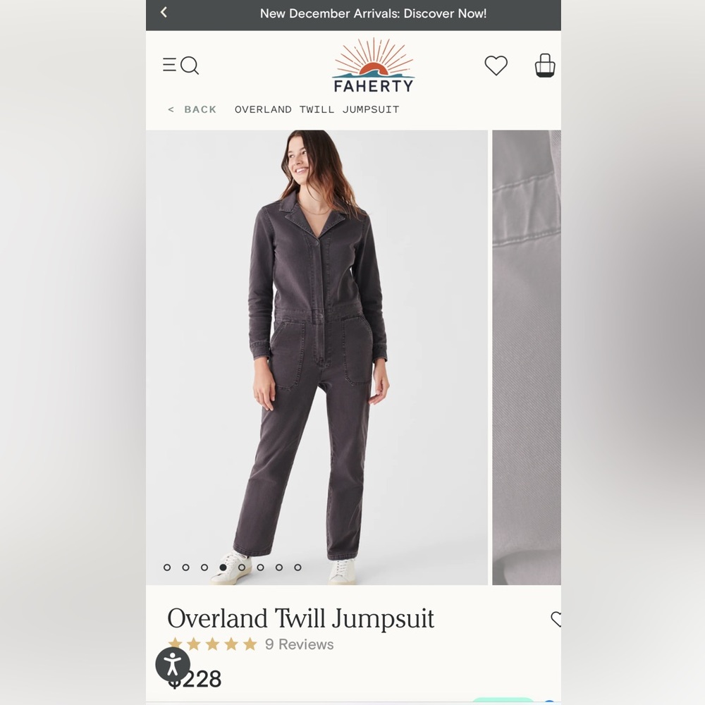 Faherty Overland Twill Jumpsuit Size XS
